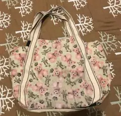 ピンクのロイヤルベア柄トートバッグ