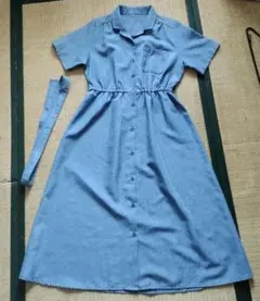 Gleeful ブルー 半袖 シャツワンピース