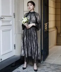 結婚式ワンピースレースドレスロングドレス オケージョンLパーティー お呼ばれ