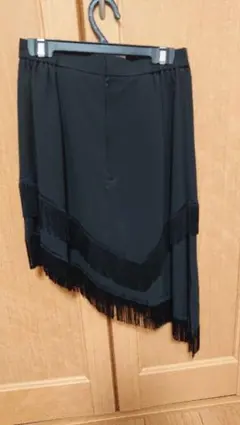 社交ダンス用黒スカート フリンジ付き
