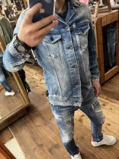 DENHAM ダメージ加工ペイントGジャン デニムジャケット ディースクエアード