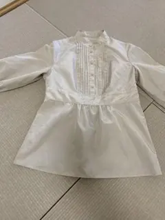 ベージュ 五分袖ペプラムブラウス　サイズ40