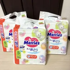 Merries メリーズ さらさらエアスルー テープ Sサイズ 74枚×3袋のサムネイル