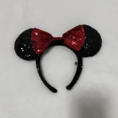 Disneyミニー カチューシャ スパンコール 黒 赤