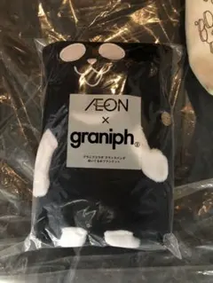 AEON × graniph 黒いクマブランケット 約60cm×90cm