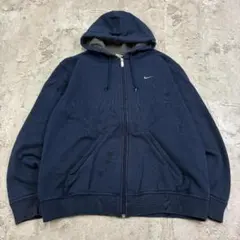 NIKE　フルジップパーカー　　L　ネイビー　無地　古着　スウッシュ