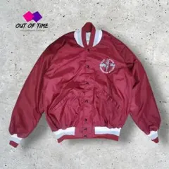 美品90s USA製 DeLONGデロング ナイロンスタジャンL 企業刺繍ロゴ