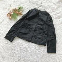 【ピノーレ】 (42/XL) ノーカラージャケット シンプル イタリア素材 長袖