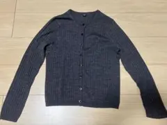 リブ編み ダークグレー カーディガン Mサイズ