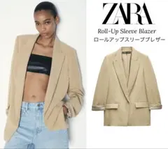 新品 ZARA 定価9,990円 ロールアップスリーブ ブレザー S 今季完売品