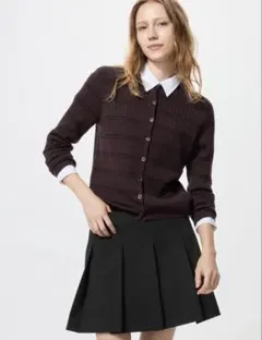 メリノリブクルーネックショートカーディガン