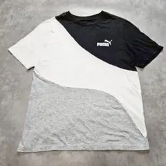 k1414H プーマ 切替デザインTシャツ スポーツ　半袖 S ブラック グレー