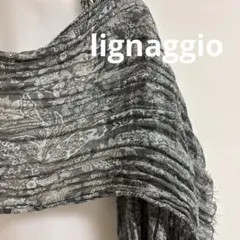 lignaggioストール　グレーペイズリー　リンクル加工