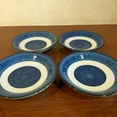 【新品未使用】有田焼萬永窯の高級染付山水紋　小皿４点セット　0929-D