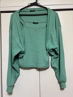 ミントグリーン カーディガン・タンクトップセット