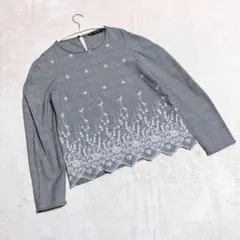 ZARA BASIC ザラ ＊ トップス グレンチェック　花柄刺繍　(XS)