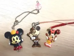 ミニーマウス　ストラップ キーホルダー　３個セット