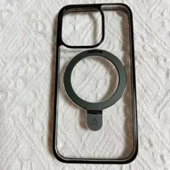 iPhoneケース クリア MagSafe対応 リング付き ブラック