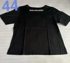 美品　DAKS ブラック Tシャツ 半袖　チェック柄　44 大きいサイズ　ミセスのサムネイル