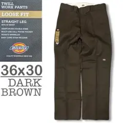 新品 36x30 ダークブラウン DICKIES ダブルニー LOOSE FIT