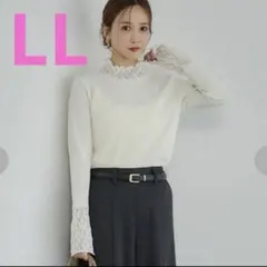 しまむら 田中里奈 mysa シアーレースプルオーバー　LL ホワイト　トップス