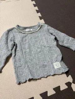 グレー ケーブル編み ニットトップス