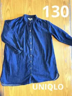 ダークデニム 七分袖 ワンピース