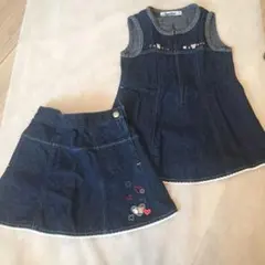 ‼️ファミリア ２点セット デニム ワンピース スカート ロゴ 刺繍