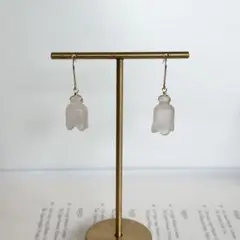 14kgf/ローズクォーツピアス/チューリップ