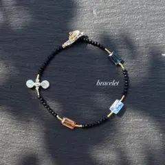 カレンシルバー　レインボームーンストーン　インペリアルトパーズのブレスレット