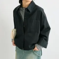 リヴドロワ　チノシャツ　ジャケット　黒　ブラック　ゆったり　アウター　トップス