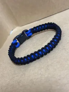 パラコード ブレスレット ブラック ブルー