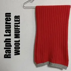 ラルフローレンワンポイント刺繍ウールマフラー橙オレンジRalph Lauren