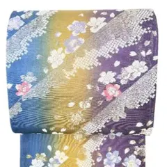 袋帯　振袖帯　斜線　桜花　鹿の子　花影　花弁　成人式　着物　帯　061k