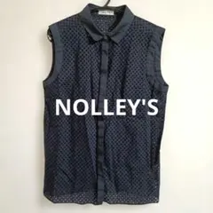 NOLLEY'S ノースリーブシャツ　コットン　綿　ネイビー 38 ノーリーズ