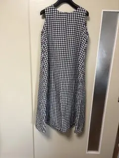 ギンガムチェック ノースリーブ ロングワンピース