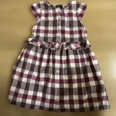 BeBe 120 チェックワンピース　ピンク　パープル系
