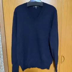 【最終値下げ】UNIQLO ネイビー Vネックカシミヤセーター