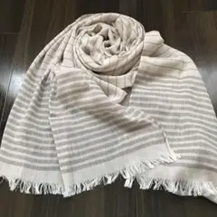 麻　リネン ストール　ボーダー　コットン　綿のサムネイル