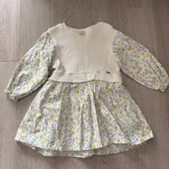 petit main 花柄七分袖ワンピース 110cm