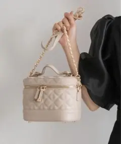 キルティング2WAYバニティバッグ クリーム