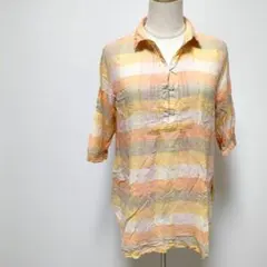 【orfine】チェック柄プルオーバーロングシャツ　ロールアップ　a710