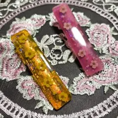 花柄レジンヘアクリップ 2色セット