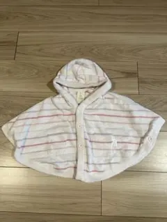 ジェラートピケ ベビーポンチョ フード付き ピンク ストライプ 未使用品