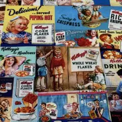 ‪ஐ‬⋆*レトロなアメリカン Kellogg's 生地約45×110