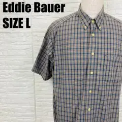エディーバウアー 半袖 シャツ L チェック柄 コットン100% 2334