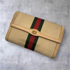 レア✨️OLD GUCCI クラッチバッグ シェリーライン ロゴ ベージュ