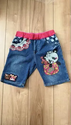 グラグラ　パンダ刺繍デニムショートパンツ 110