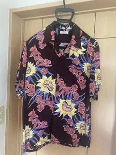 SUN SURF アロハシャツ 半袖 レーヨン ハイビスカス Mサイズ ブラウンのサムネイル