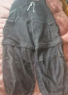 ダークグレー カーゴパンツ ゴムウエスト